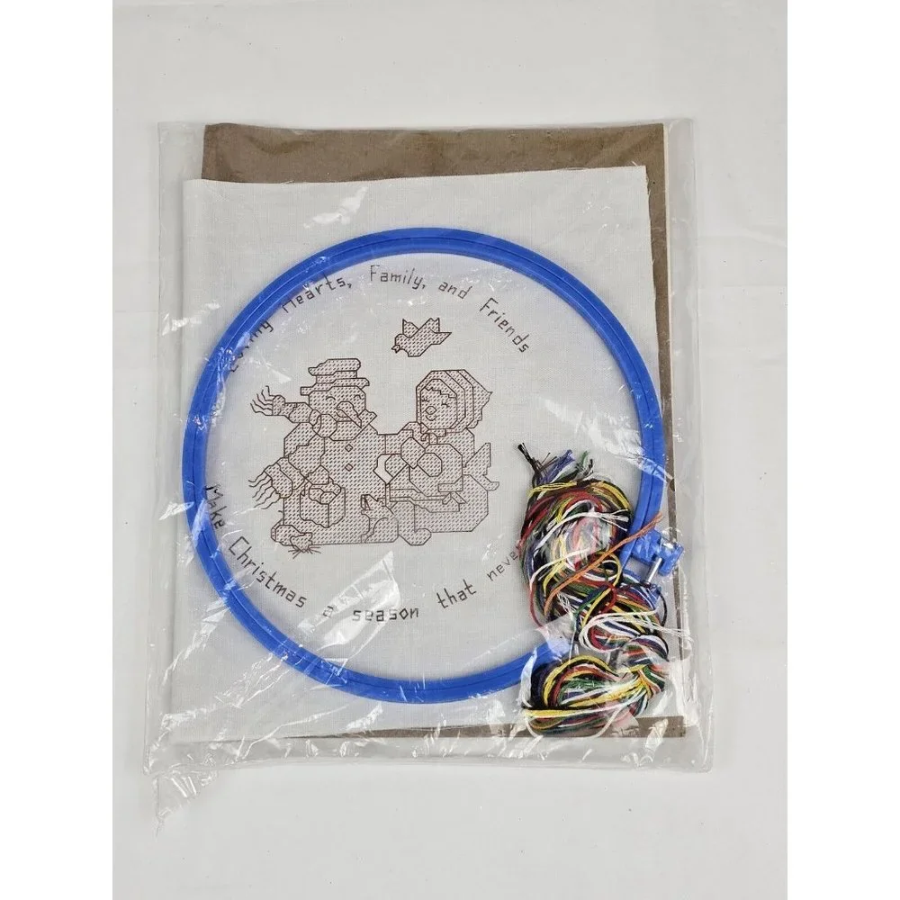 Lot Of 2 Vintage Christmas Cross Stitch Complete Kits. Santa‎ & Snowman